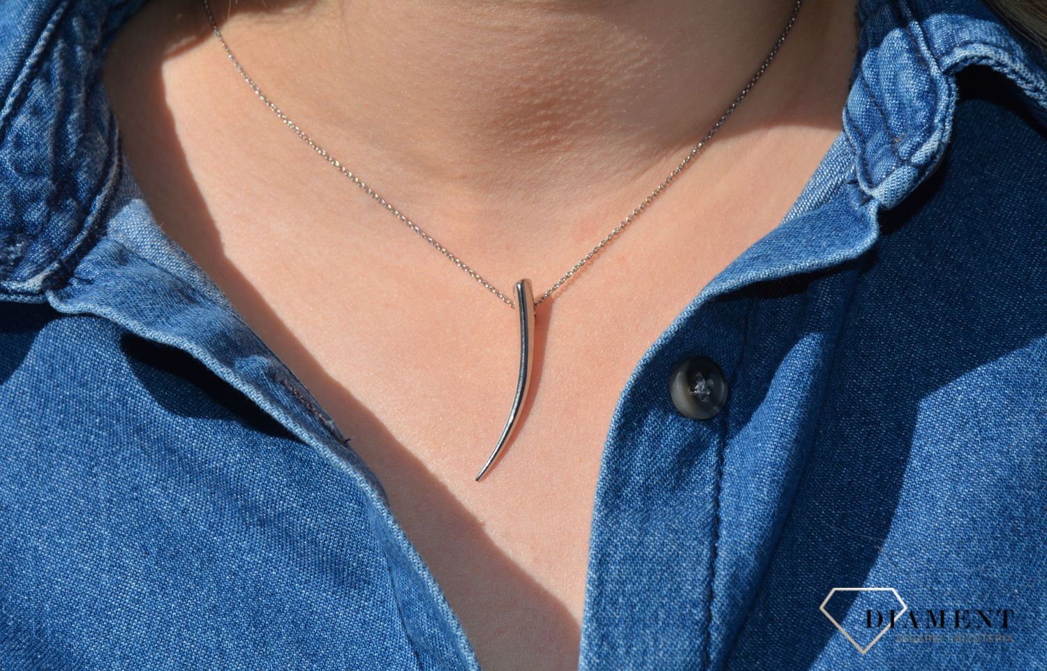 Celebrytka srebrna róg Dall'Acqua. Głównym akcentem jest zawieszka róg. Klasyka, która nigdy nie wychodzi z mody. Srebrny naszyjnik celebrytka z delikatną zawieszką.1.jpg